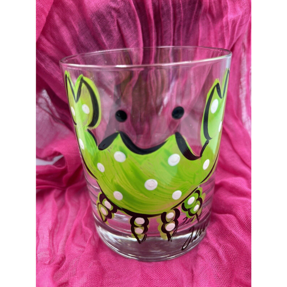 Hand Painted Crabs High Ball Glasses Set 4 Beach Bar Ware - Picture 5 of 7
